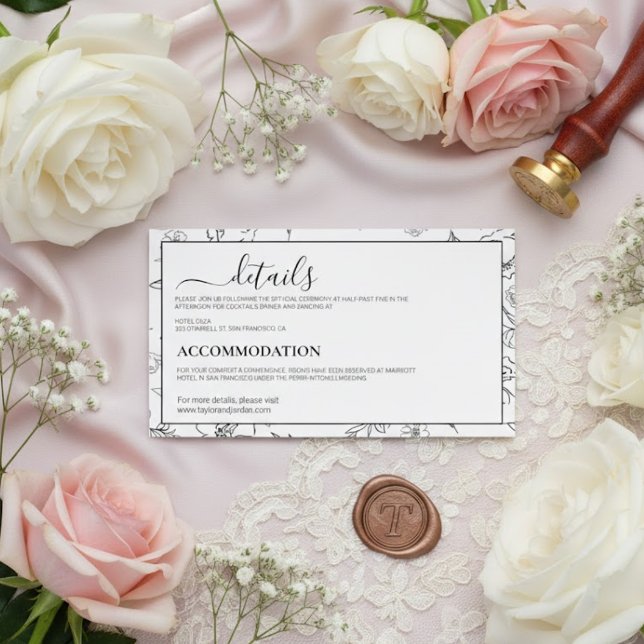Carte D'accompagnement Modern Minimalist Botanical Wedding Details Card (Créateur téléchargé)