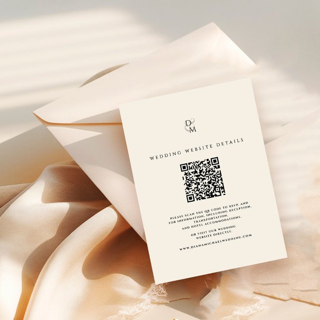 Carte D'accompagnement Modern Monogram Wedding Website Details QR Code (Créateur téléchargé)