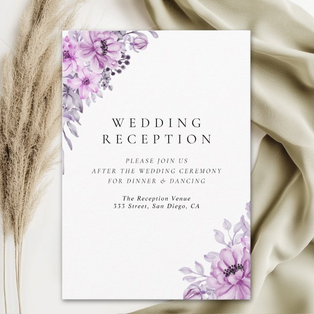 Carte D'accompagnement Modern Purple Floral Wedding Stationery  (Créateur téléchargé)