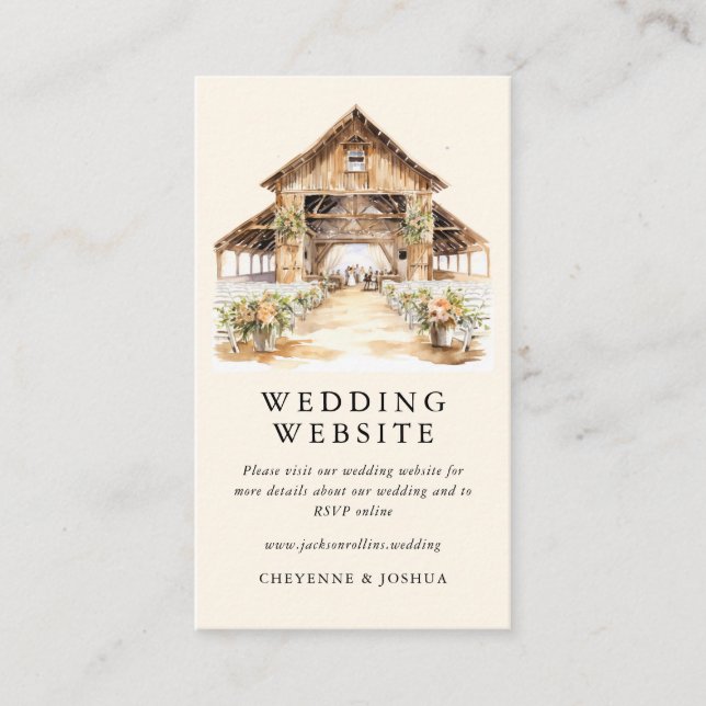 Carte D'accompagnement Modern Rustic Country Grange Détails du Mariage (Devant)