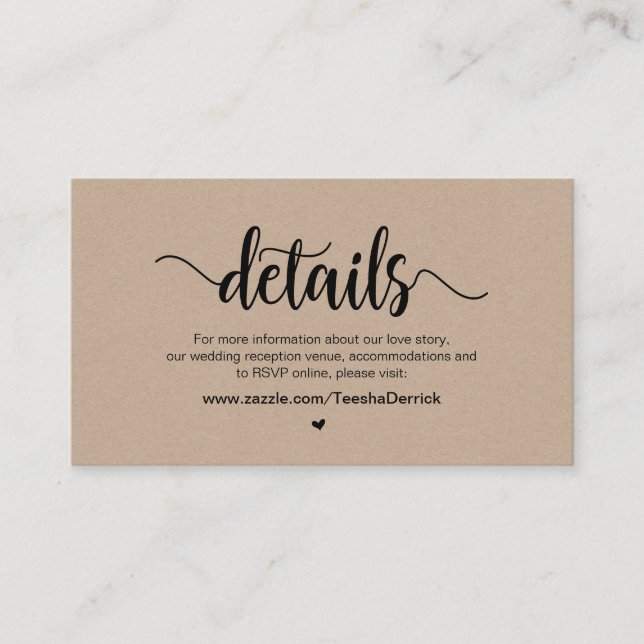 Carte D'accompagnement Modern Rustic Farm Kraft, Détails Mariage (Devant)