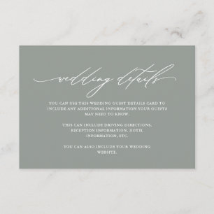 Carte D'accompagnement Modern Sage Green Calligraphy Mariage Détails de l