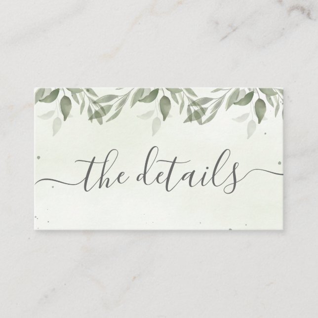 Carte D'accompagnement Modern Sage Greenery Details Enclosure Card (Devant)