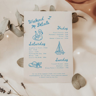 Carte D'accompagnement Modern Script Lake Bachelorette Weekend Details