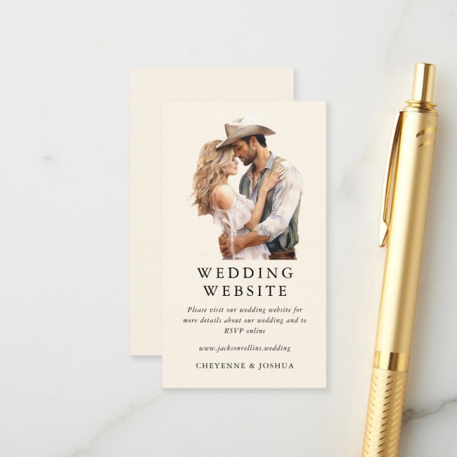 Carte D'accompagnement Modern Western Boho Wedding Website (Devant/Arrière en situation)