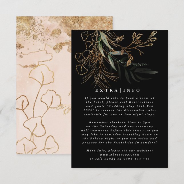 Carte D'accompagnement MODERNE ABSTRAIT Eucalyptus ONYX INFO (Devant / Derrière)