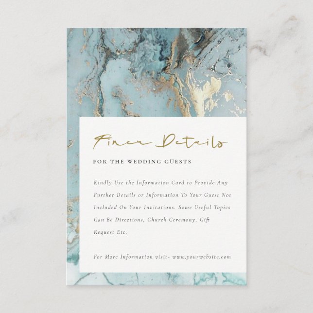 CARTE D'ACCOMPAGNEMENT MODERNE AQUA DUSKY BLUE GOLD AGATE DÉTAILS DU MARI (Devant)