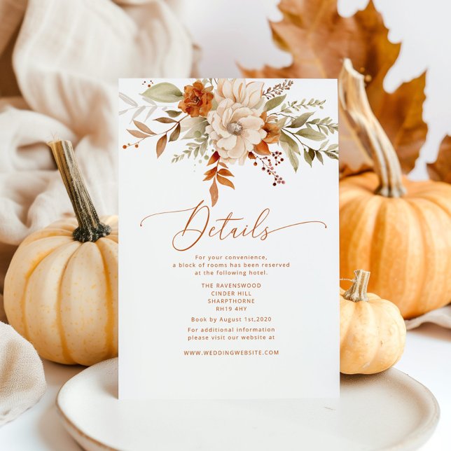 Carte D'accompagnement Moderne Automne brûlé orange détails mariage (Créateur téléchargé)