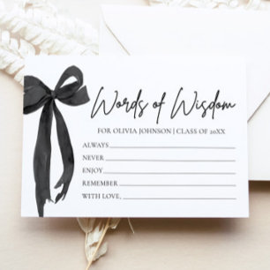 Carte D'accompagnement Moderne Black Bow Graduation Conseils Paroles de s