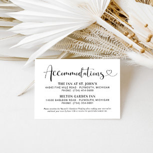 Carte D'accompagnement Moderne Black Heart Script Mariage Hébergements