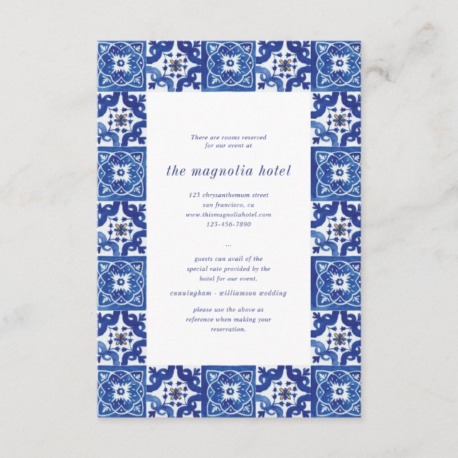 Carte D'accompagnement Moderne Bleu Blanc Méditerranéen Mariage Logement  (Devant)