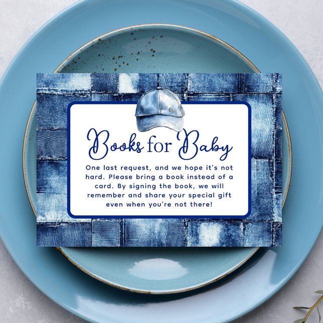 Carte D'accompagnement Moderne Bleu Jean Bébé Denim Demande de réservatio (Modern Blue Jean Baby Denim Themed Book Request Enclosure Card)