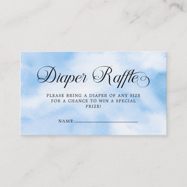 Carte D'accompagnement Moderne Blue Cloud Neuf Baby shower Diaper Raffle (Devant)