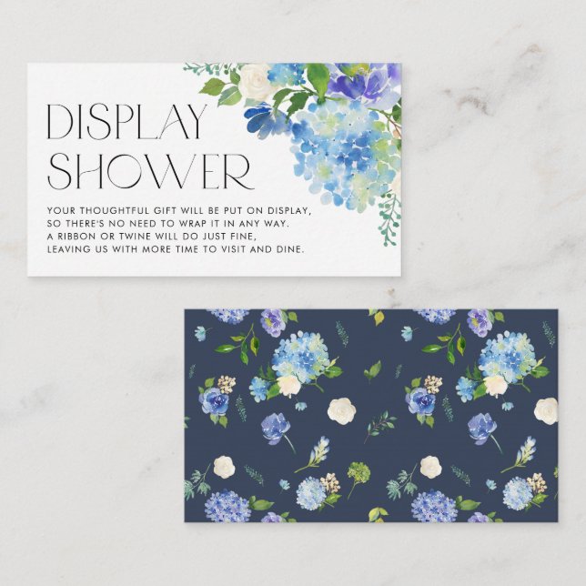 Carte D'accompagnement Moderne Blue Hydrangea Fleurs Affichage Douche (Devant / Derrière)