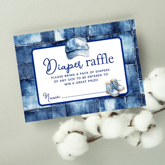 Carte D'accompagnement Moderne Blue Jean Baby Denim Thème Diaper Raffle (Modern Blue Jean Baby Denim Themed Diaper Raffle Enclosure Card)