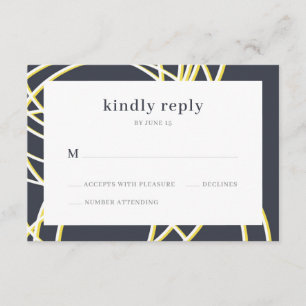 Carte D'accompagnement Moderne Chic Elegant Bleu Jaune Mariage RSVP