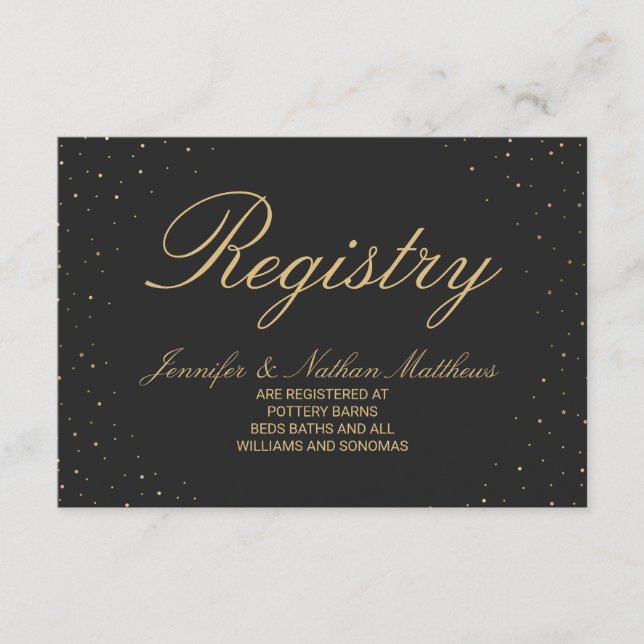 Carte D'accompagnement Moderne Chic Gold Specké sur le registre cadeau no (Devant)