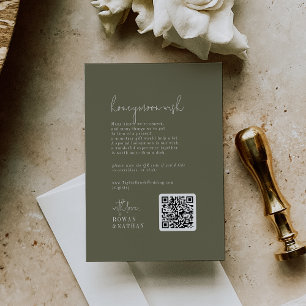 Carte D'accompagnement Moderne Chic Olive Vert Mariage Voyage de lune de