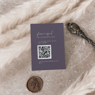Carte D'accompagnement Moderne Chic Plum Purple QR Code RSVP