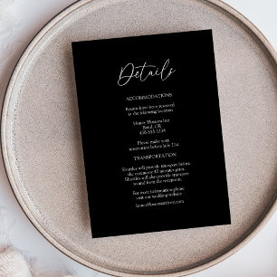 Carte D'accompagnement Moderne Classique Simple Noir Détails Mariage