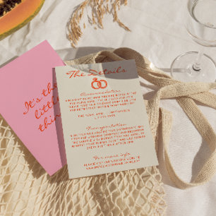 Carte D'accompagnement Moderne coloré Funky Retro Fun Wedding Détails