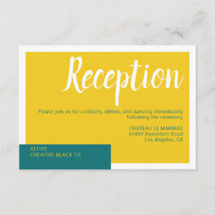 Carte D'accompagnement Moderne Contemporain vert jaune mariage minimal