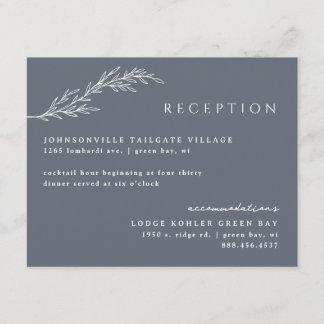 Carte D'accompagnement Moderne contour floral boho en bleu acier profond