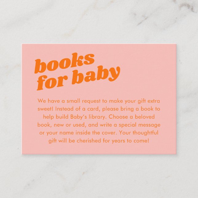 Carte D'accompagnement Moderne Cute Pastel Rose Orange Baby shower Livres (Devant)