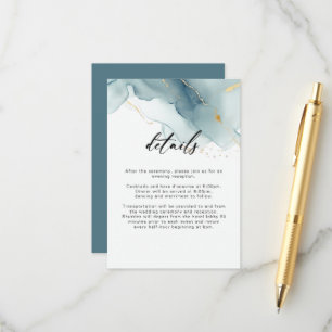 Carte D'accompagnement Moderne Dusty Blue Summer Beach Détails de mariage