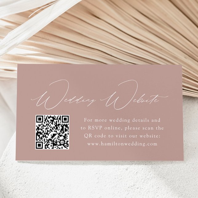 Carte D'accompagnement Moderne Elegance Dusty Rose Site Mariage QR Code (Créateur téléchargé)