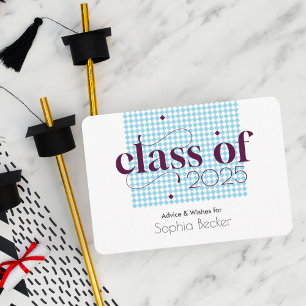 Carte D'accompagnement Moderne Elegant Blue Graduation Cap Motif