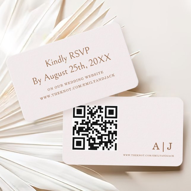 Carte D'accompagnement Moderne Elegant Boho Champagne Wedding RSVP qr Cod (Créateur téléchargé)