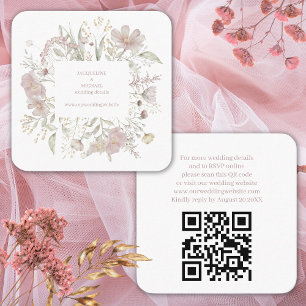 Carte D'accompagnement Moderne Elégant Floral Wild QR Code & RSVP Mariage