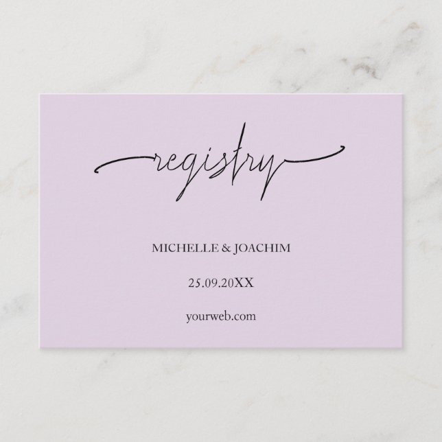 Carte D'accompagnement Moderne Elegant Lilac Minimaliste (Devant)
