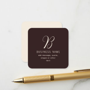 Carte D'accompagnement Moderne Élégant Nom commercial Monogramme   Brun f