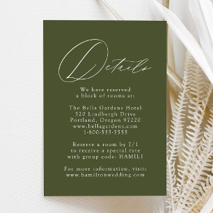Carte D'accompagnement Moderne Elegant Olive Green Détails Mariage