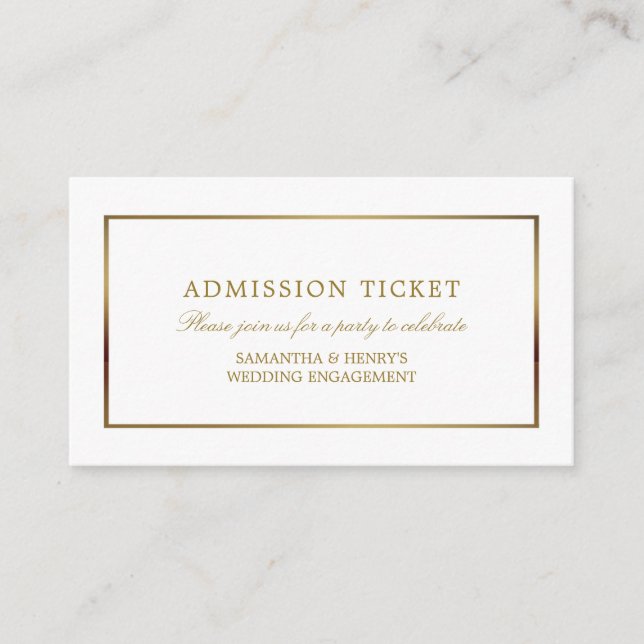 Carte D'accompagnement Moderne et élégant, blanc et or, billet d'entrée (Devant)