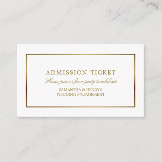 Carte D'accompagnement Moderne et élégant, blanc et or, billet d'entrée