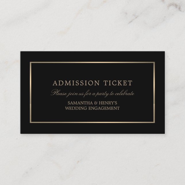 Carte D'accompagnement Moderne et élégant, noir et or, billet d'entrée (Devant)
