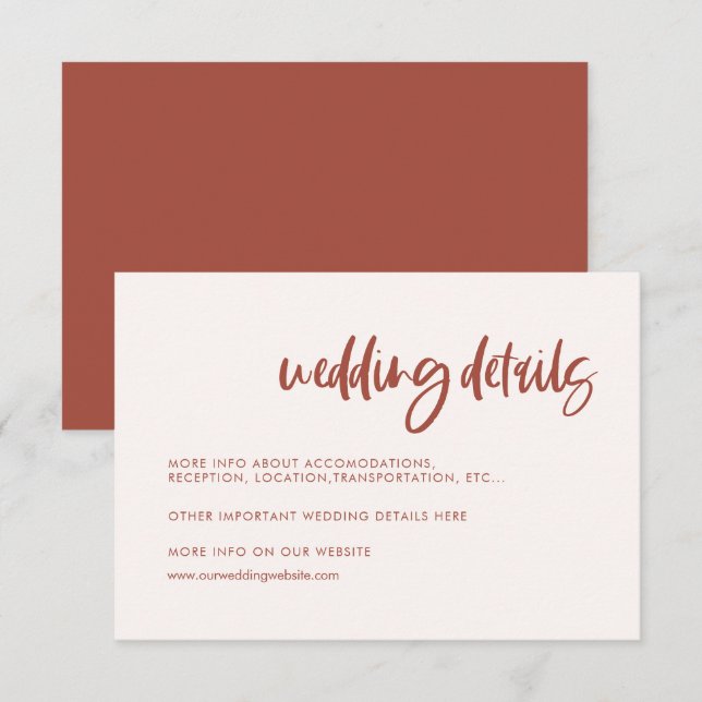 Carte D'accompagnement Moderne et élégante décoration de mariages roses (Devant / Derrière)