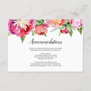 Carte D'accompagnement Moderne Floral Coral Peony Mariage Logements