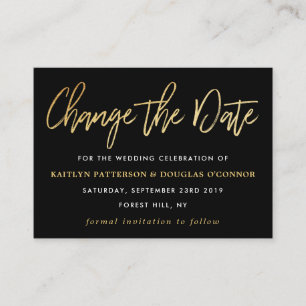 Carte D'accompagnement Moderne Gold Foil Script Modifier La Date