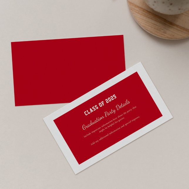 Carte D'accompagnement Moderne Grad 2025 Grad Grad Grad Grad Grad Party (Graduation 2025 Party Invitation Red Enclosure Card)