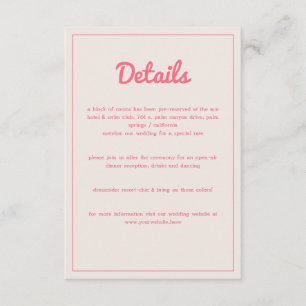 Carte D'accompagnement Moderne Gras Hot rose Fuchsia Retro Vibes Mariage