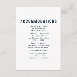 Carte D'accompagnement Moderne + Hébergement Mariage minimaliste