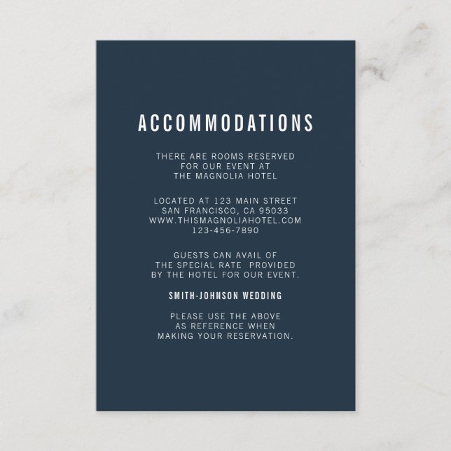 Carte D'accompagnement Moderne + Hébergement Mariage minimaliste (Devant)