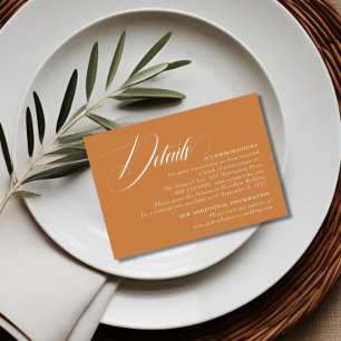 Carte D'accompagnement Moderne minimaliste Burnt Orange Détails Mariage