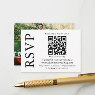 Carte D'accompagnement Moderne minimaliste élégant QR photo mariage RSVP