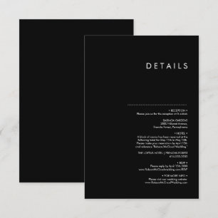 Carte D'accompagnement Moderne minimaliste Mariage noir traditionnel