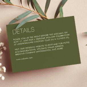 Carte D'accompagnement Moderne minimaliste Mariage vert mousse